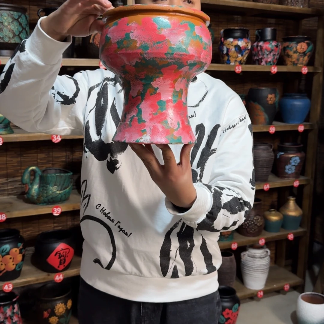 带孔高端浮雕花盆高度+口径23+20