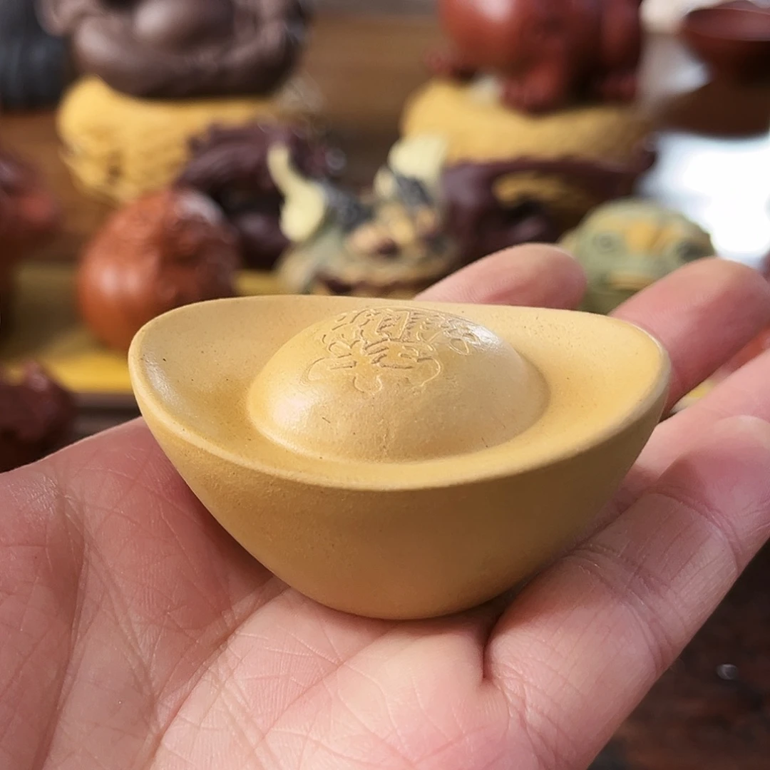 紫砂茶宠金元宝原矿黄金段