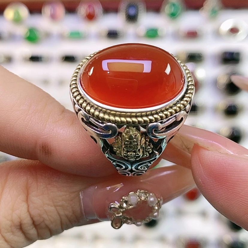 【闪购商品】银S925镶嵌戒指玛瑙/玉髓