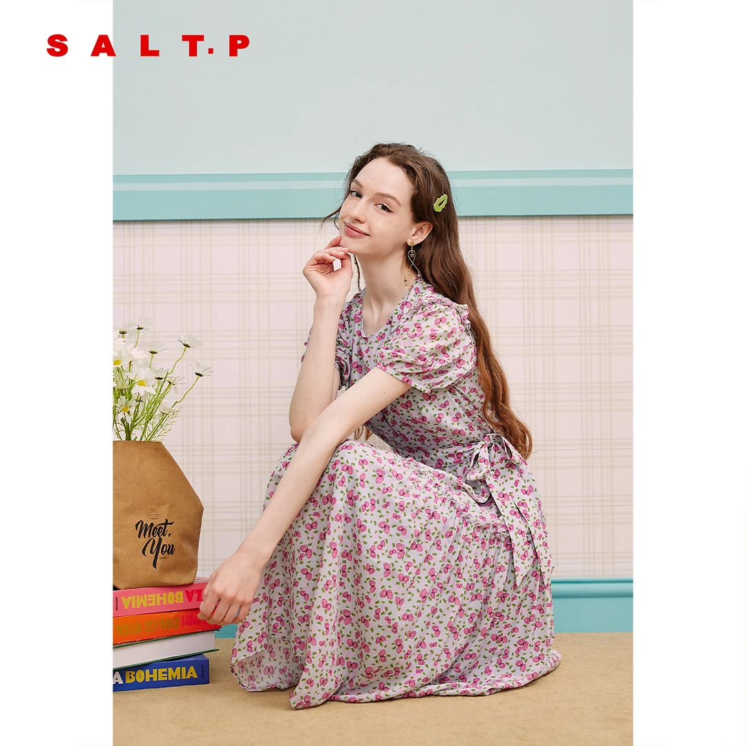 SALT.P可颜碎花显瘦气质时尚女士夏季法式浪漫连衣裙
