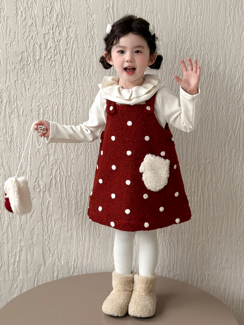 MK&DK女童夹棉连衣裙套装秋冬2025新款儿童周岁礼服裙保暖两件套