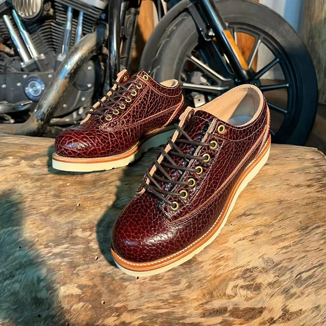 15552酒红色低帮Vibram大底高端固特异工艺男鞋LZ0055