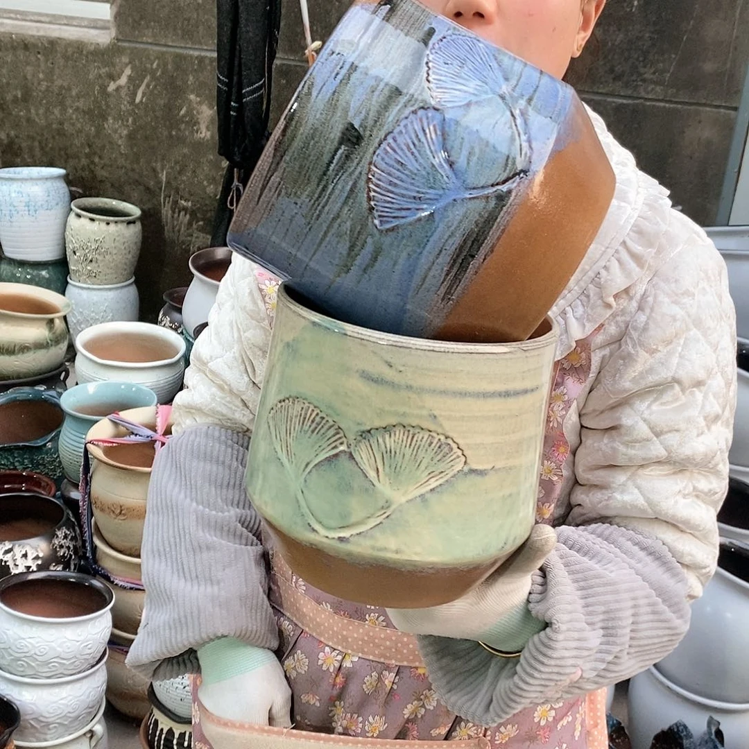 紫砂花盆瑕疵口17高17