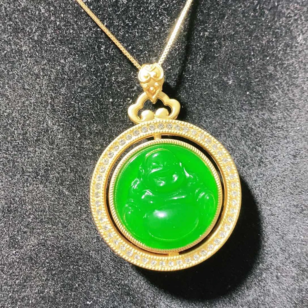 翡翠颈饰14K金镶嵌吊坠