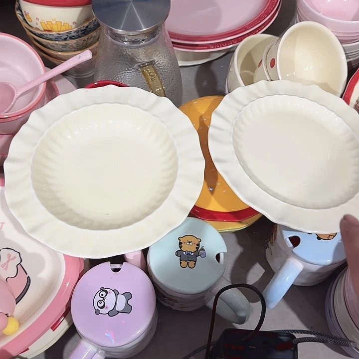 瓷片奶油盘一深一浅