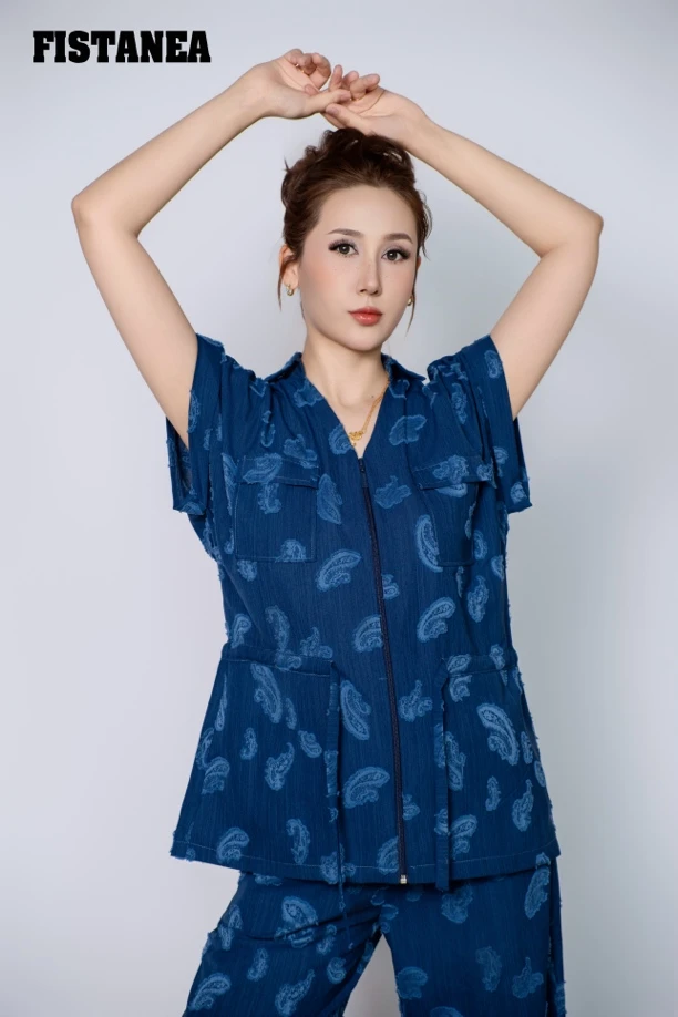 【FISTANEA 妃丝塔纳】时尚腰果花拉锁牛仔组合套装乌鲁木齐发货