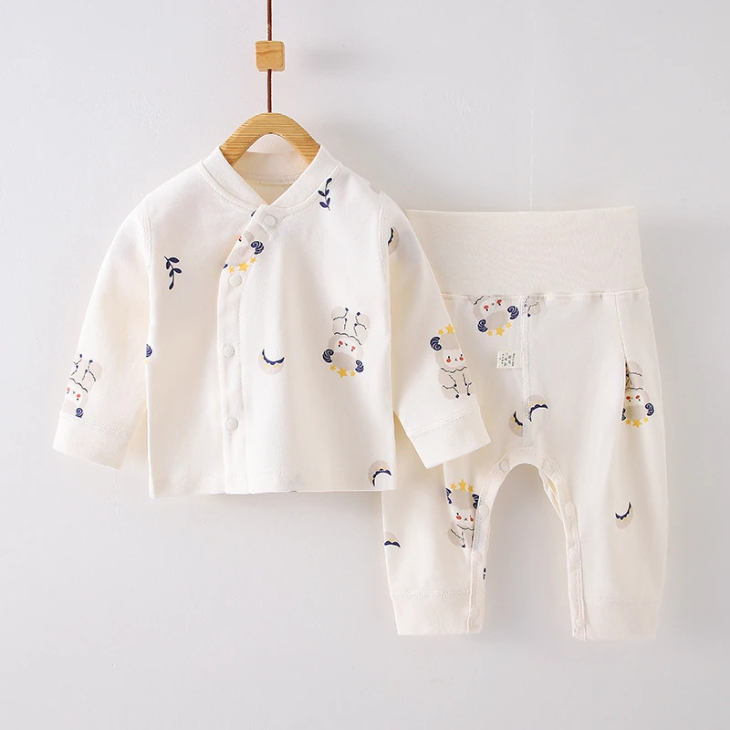 新生婴儿秋衣裤纯棉衣服高腰护肚分体套装宝宝贴身儿童打底秋冬季