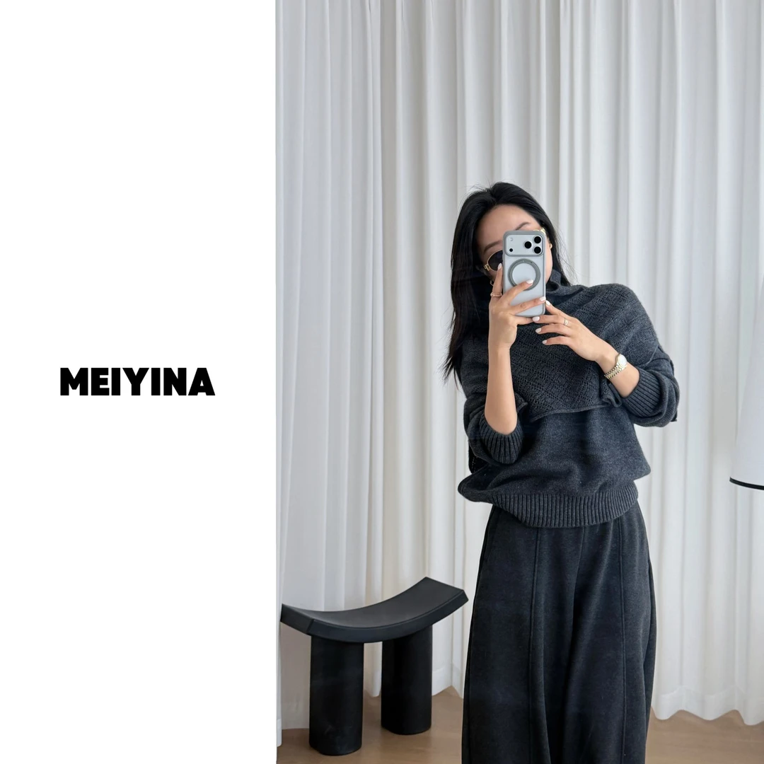 MEIYINA定制 时髦两件套 披肩斗篷两件套毛衣套装