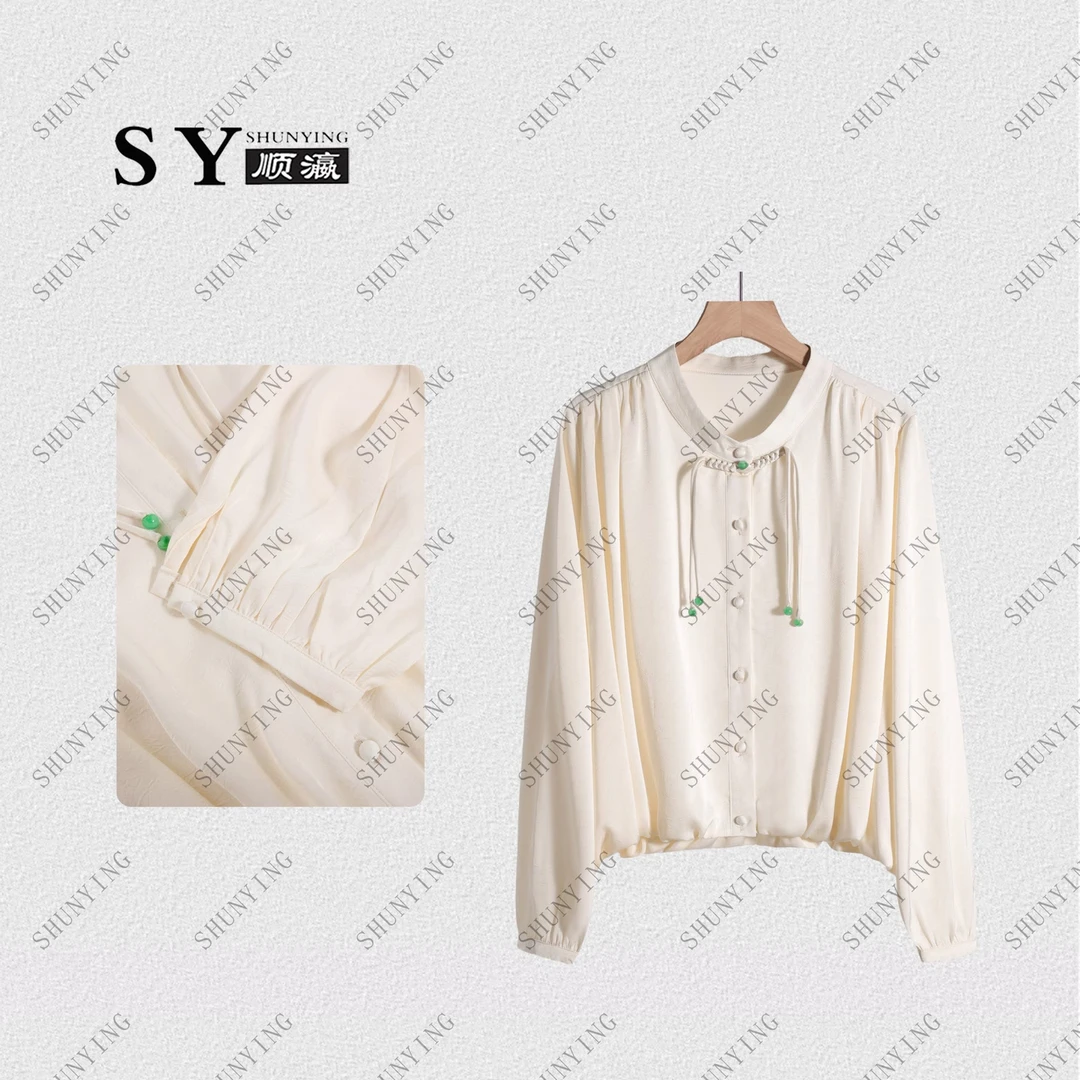 顺瀛【风琴衬衫】新中式长袖早春宽松圆领上衣垂感衬衫SYM2036
