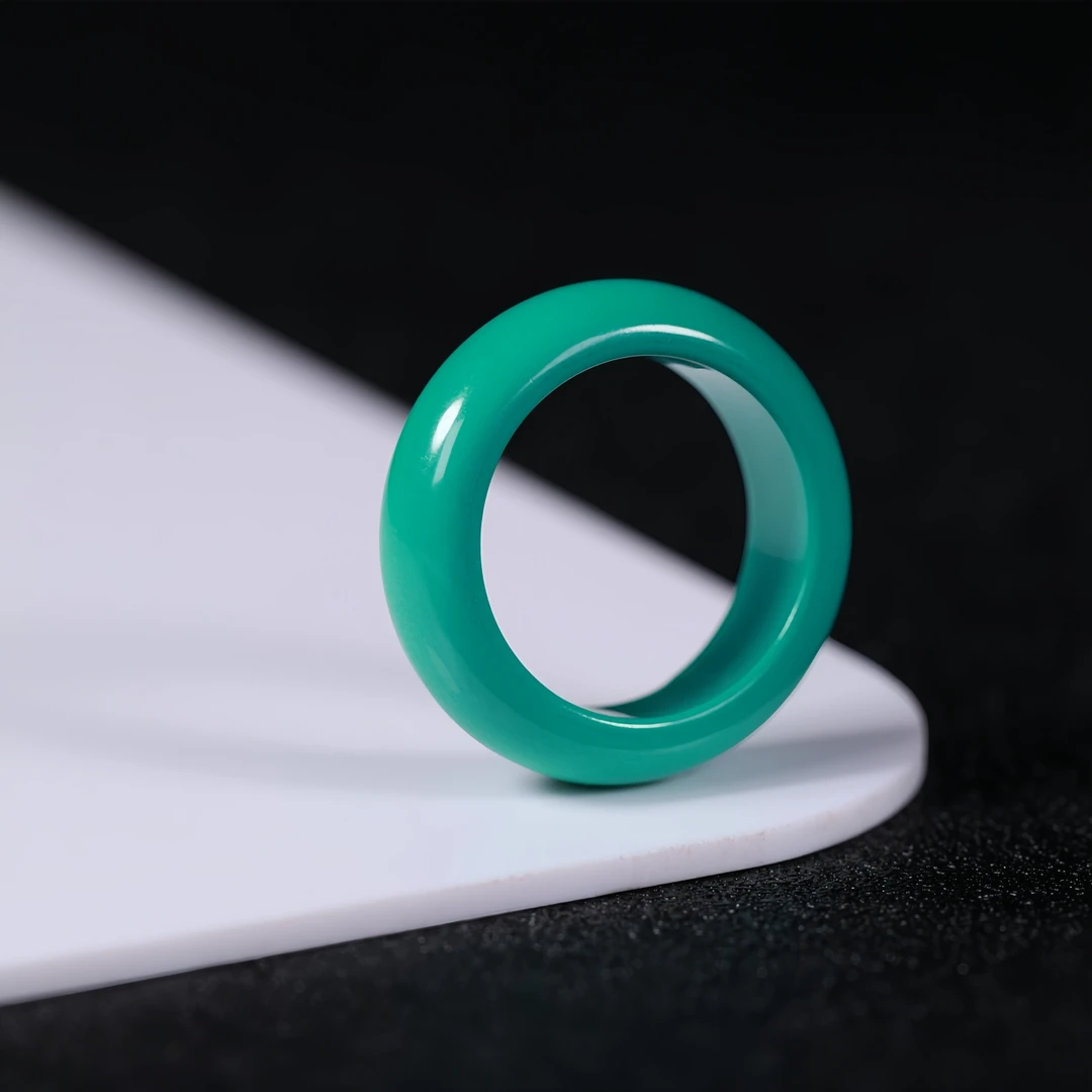 精品瓷高绿色跑环手串项链diy配饰配件男女款戒指圈指环百搭礼物