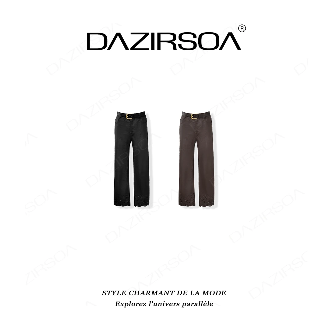 DAZIRSOA/达姿“共见本真”时尚百搭复古洋气显瘦烟管裤 AB536