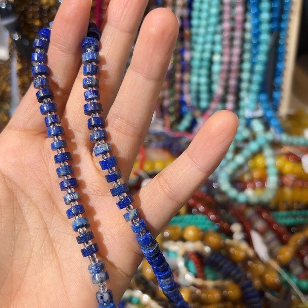 玛瑙/玉髓银S925镀金镶嵌珠宝半成品青金3-6.6一条