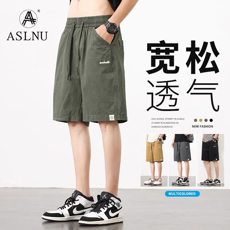 纯棉工装短裤男士夏季2025新款宽松直筒休闲中裤美式薄款五分裤子