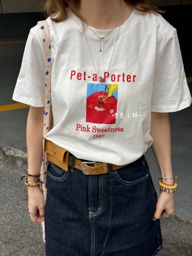 【苹果T】点睛小苹果！正肩印花白T