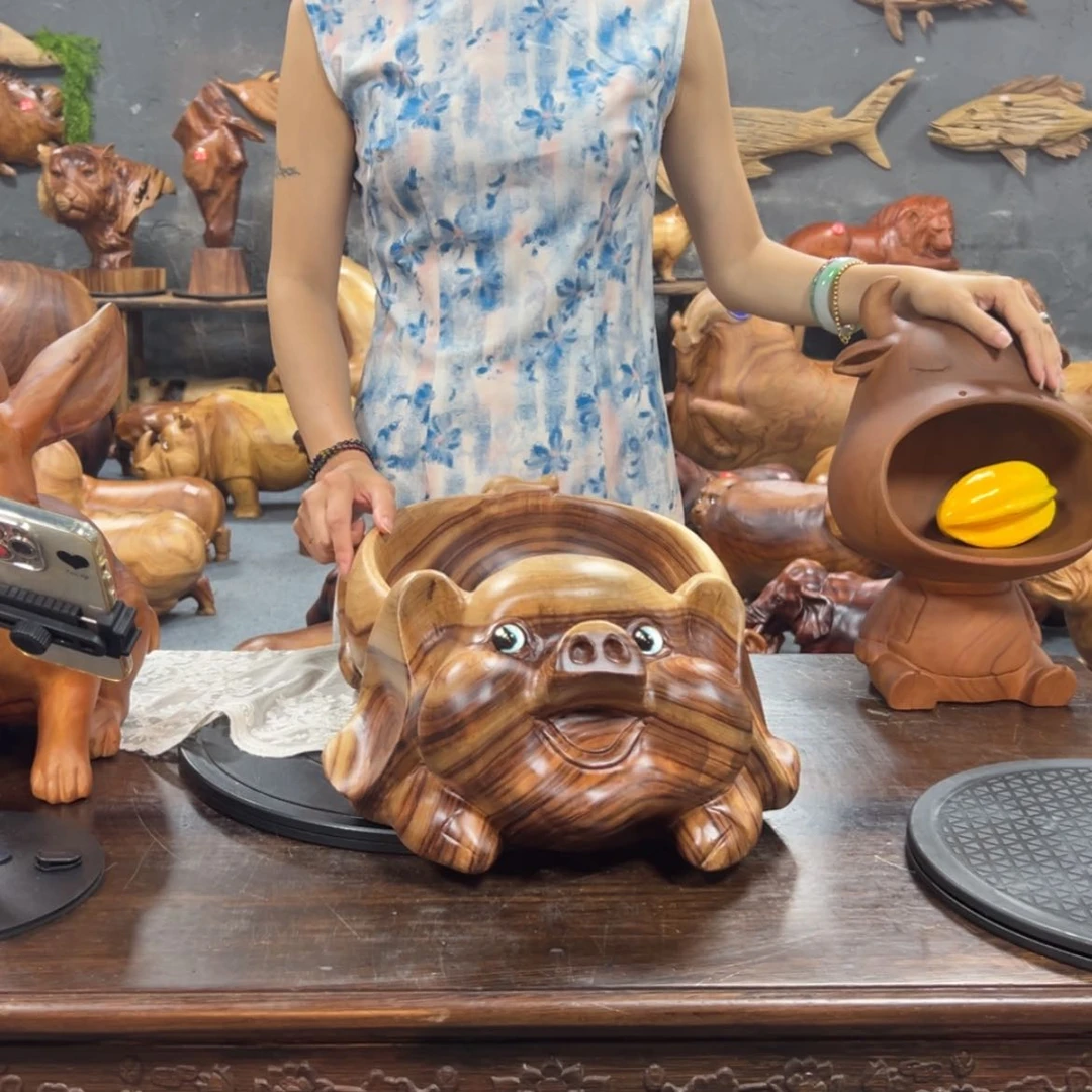 【闪购商品】香樟木普****宝香樟木猪果盘送两个茶杯垫