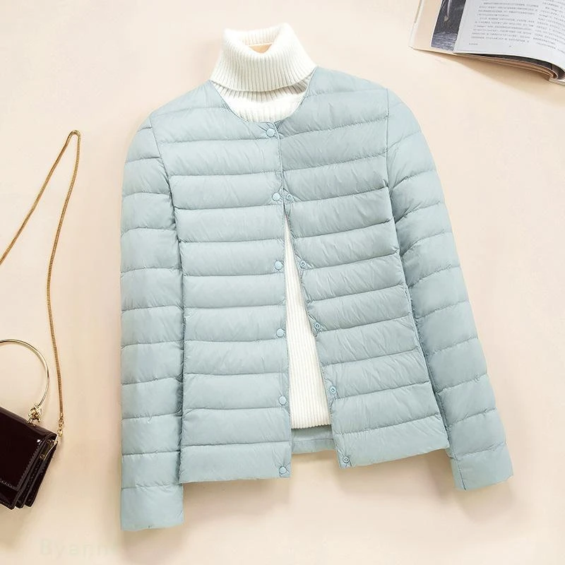 轻薄羽绒服女短款2025年新款圆领薄款内胆修身内穿打底大码外套潮