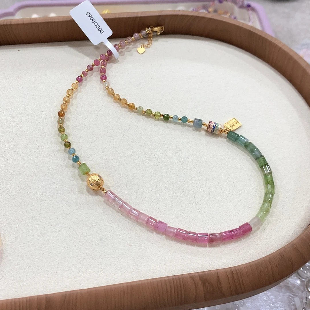 银S925镶嵌颈饰碧玺项链