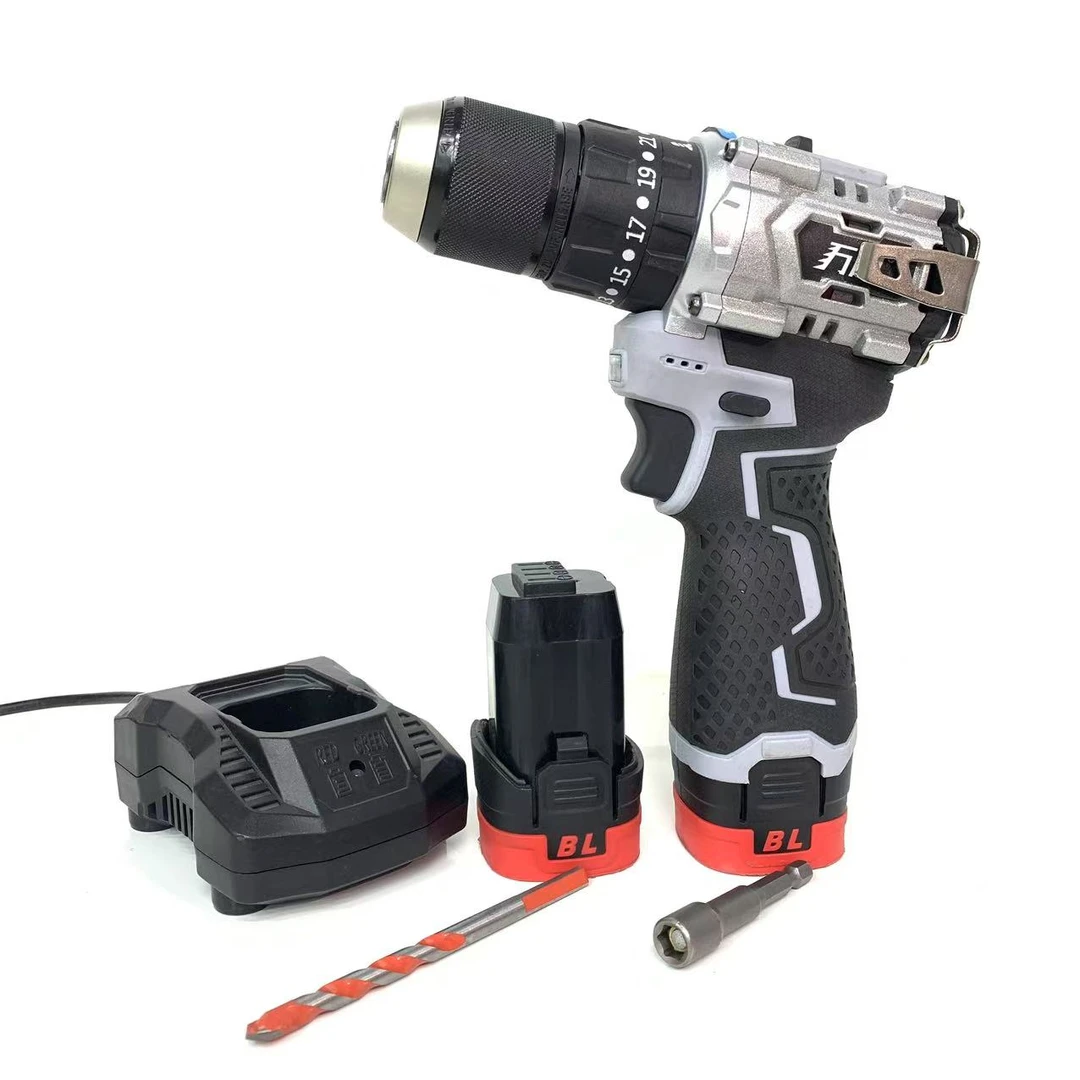 13MM[钢铝合金机身]大扭矩纯铜无刷小钢炮冲击钻 一机两电