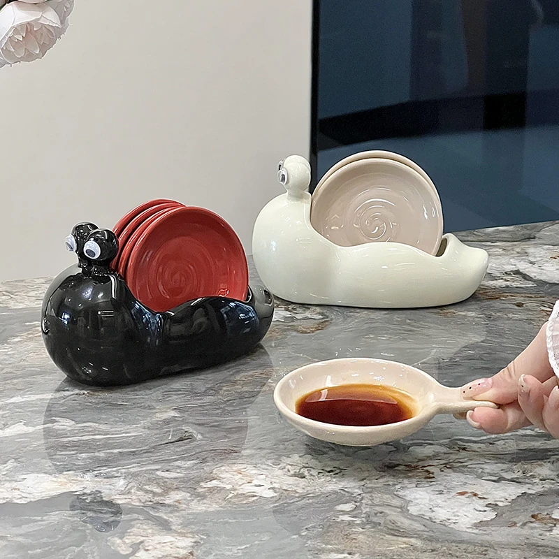 创意蜗牛造型小碟子家用好物套装可收纳火锅饺子调味碟陶瓷小盘子