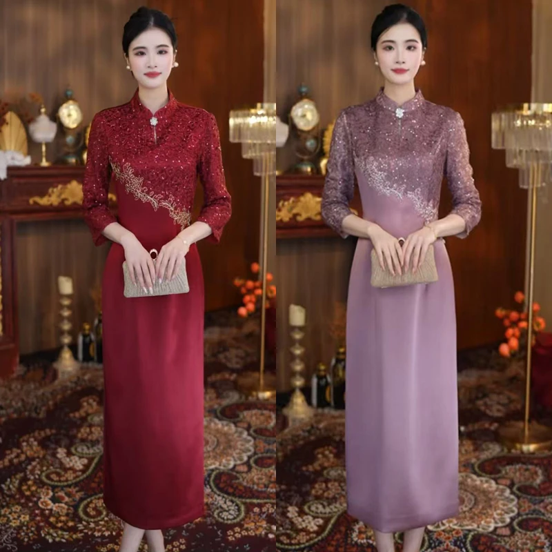 礼服裙平时可穿生日宴会聚会年轻妈妈高端婚礼刺绣高定连衣裙