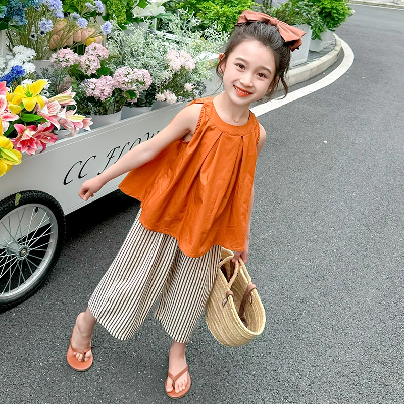 女童套装夏季2025新款洋气时髦小女孩宝宝韩范两件套儿童夏装南瓜