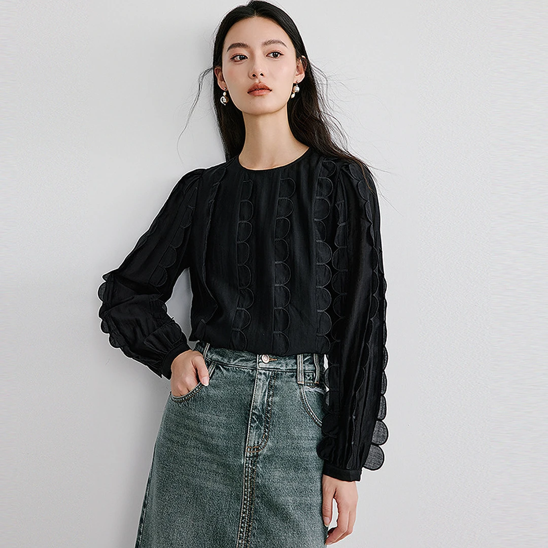衣香丽影｜圆领衬衫女2025年春设计感小众优雅衬衣