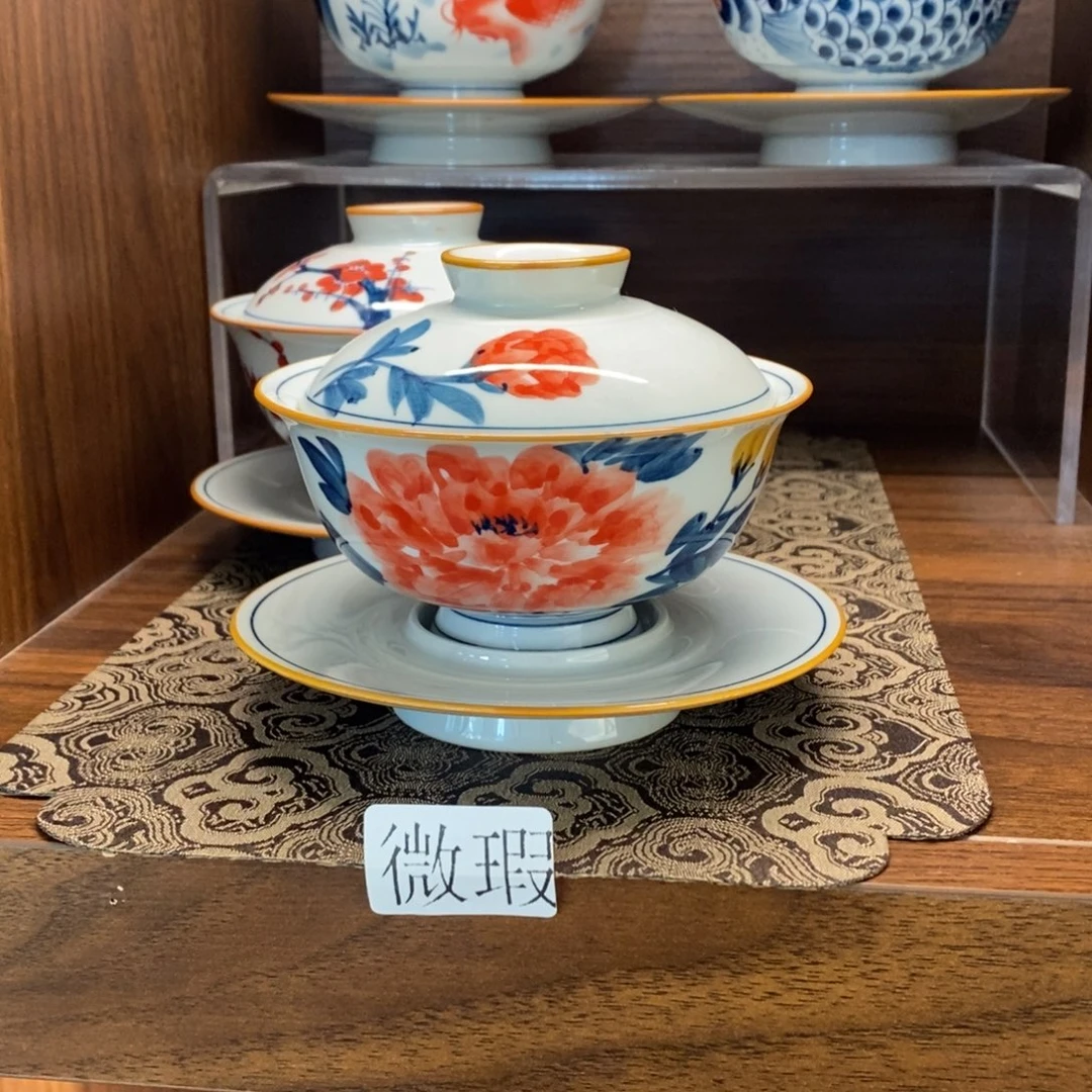 釉下彩老陶泥手工绘制