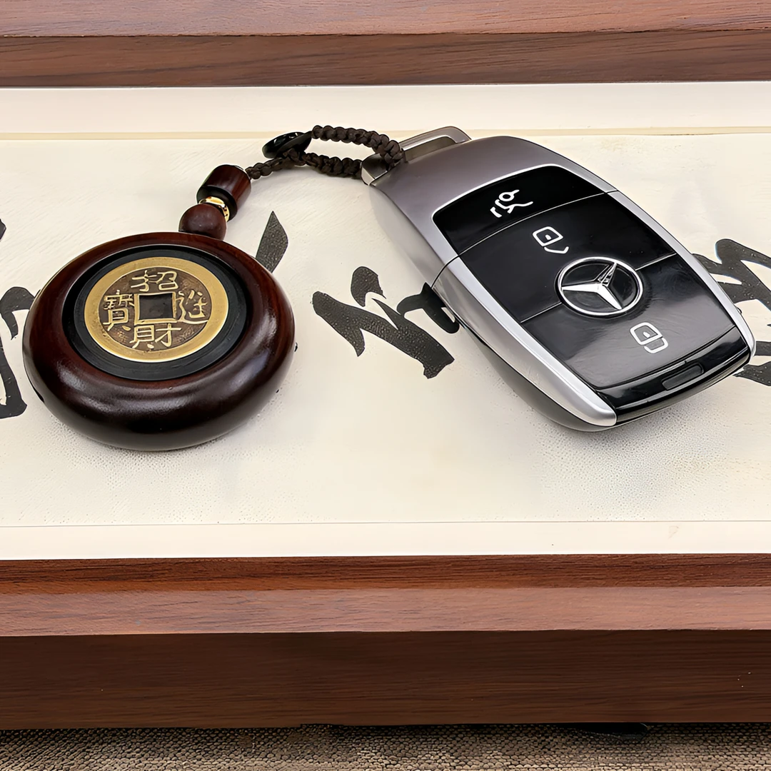 钱到家 转转钥匙扣 紫檀木雕刻