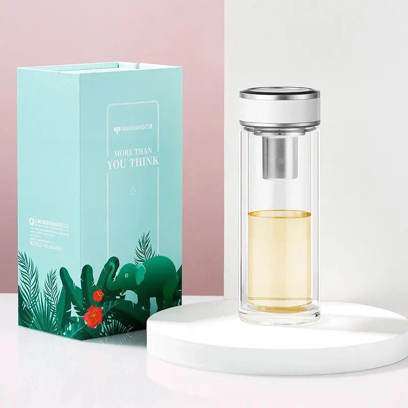 万象加厚双层玻璃杯家用男女士加厚V51L小巧高档可爱茶水杯子V50L