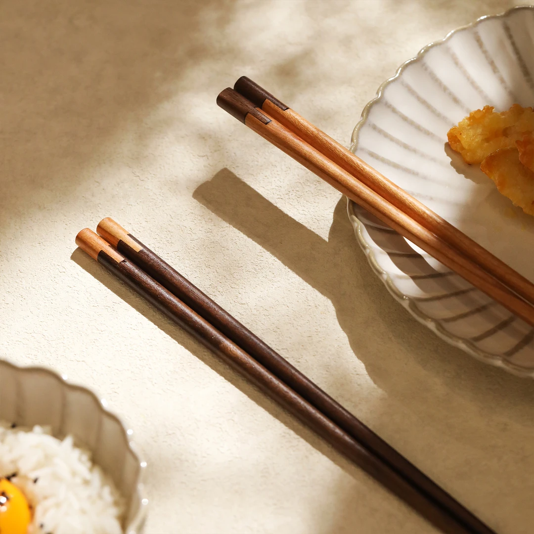 蓝莲花食品级黑胡桃木筷子实木家用防霉木筷个人专用日式高档天然