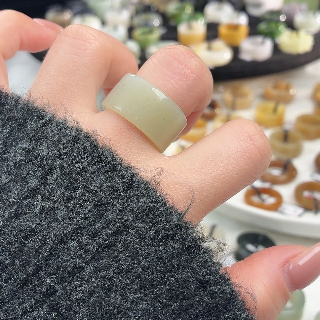 和田玉未镶嵌戒指S54蓝调圆切18.4