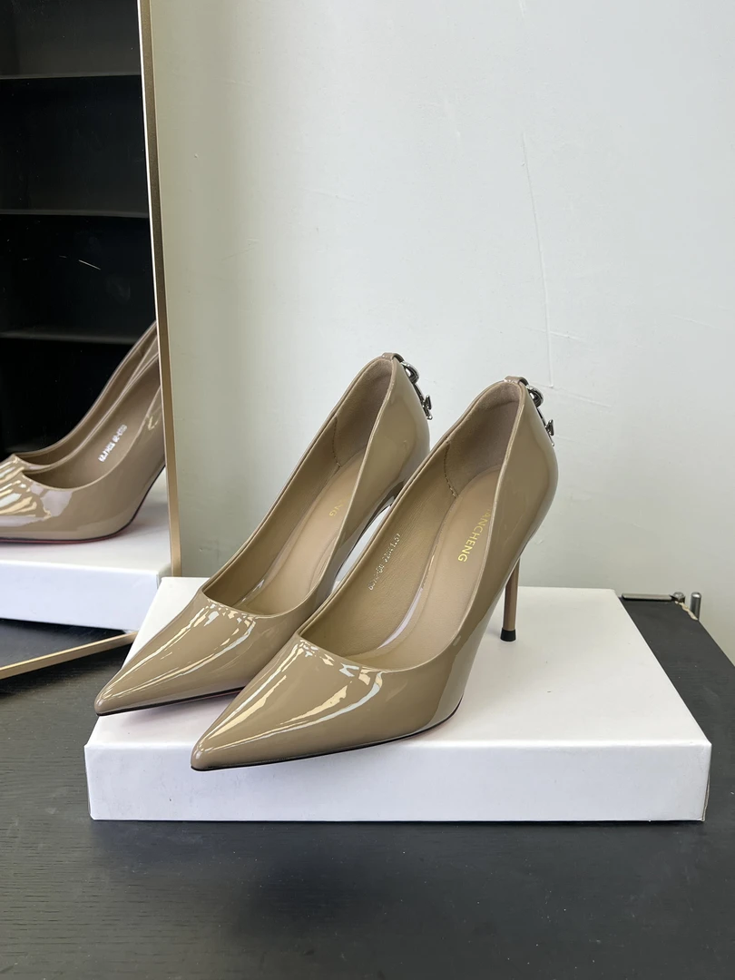 （9厘米）8873-50卡其色细跟高跟鞋