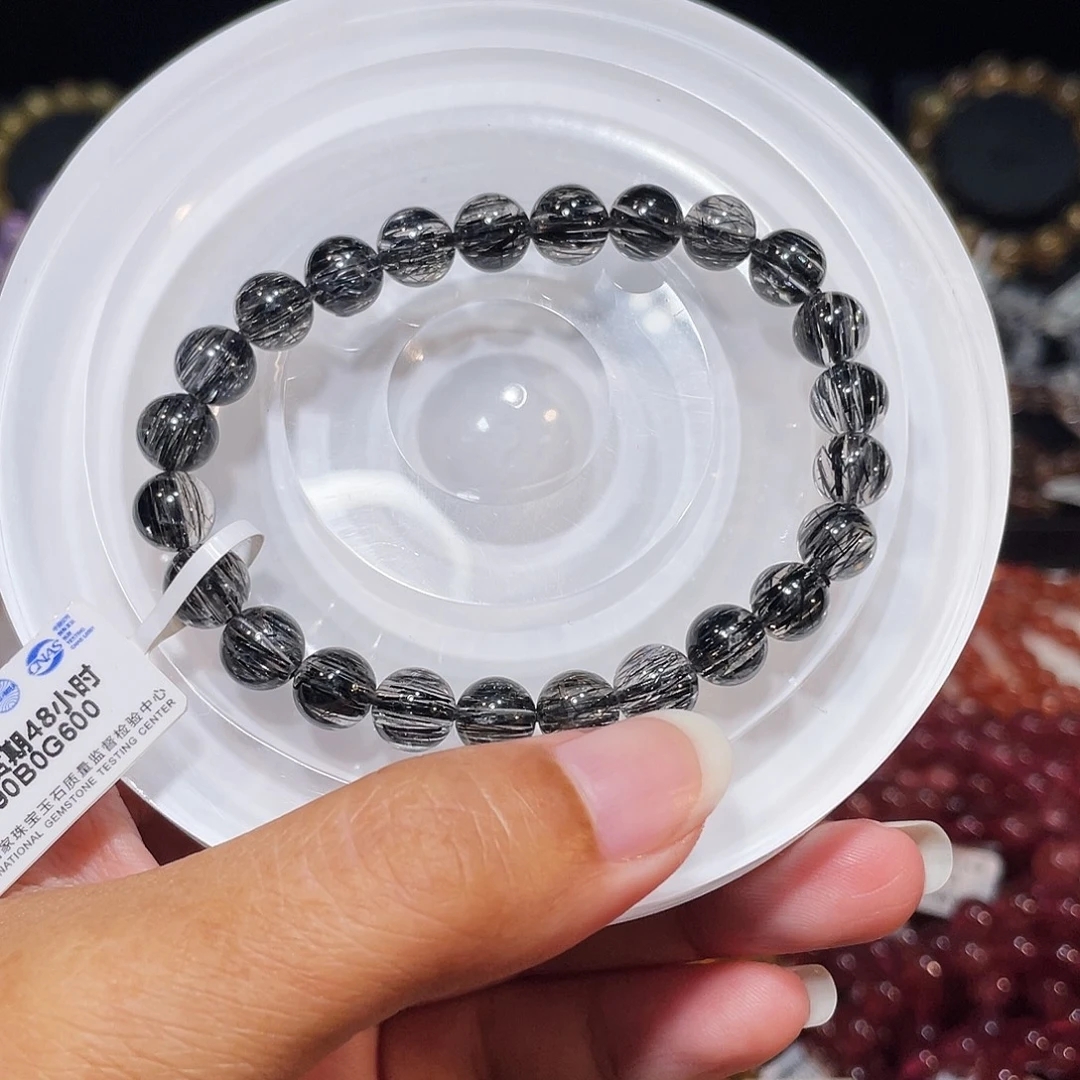 手串发晶未镶嵌已实名黑发晶7.8m