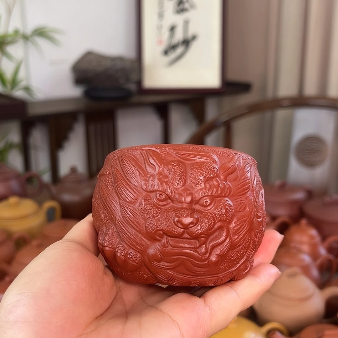 茶壶紫砂精品原矿朱泥立体浮雕主人杯200左右