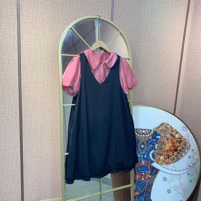 BL655孕妇黑色背心裙两件套100-130