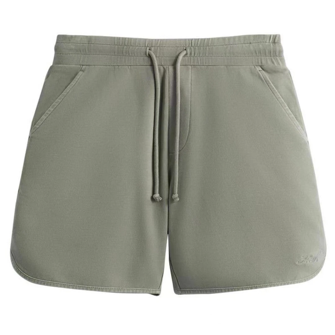 正品Kith Crystal Wash灰绿色短裤水洗纯棉四分裤做旧运动夏季