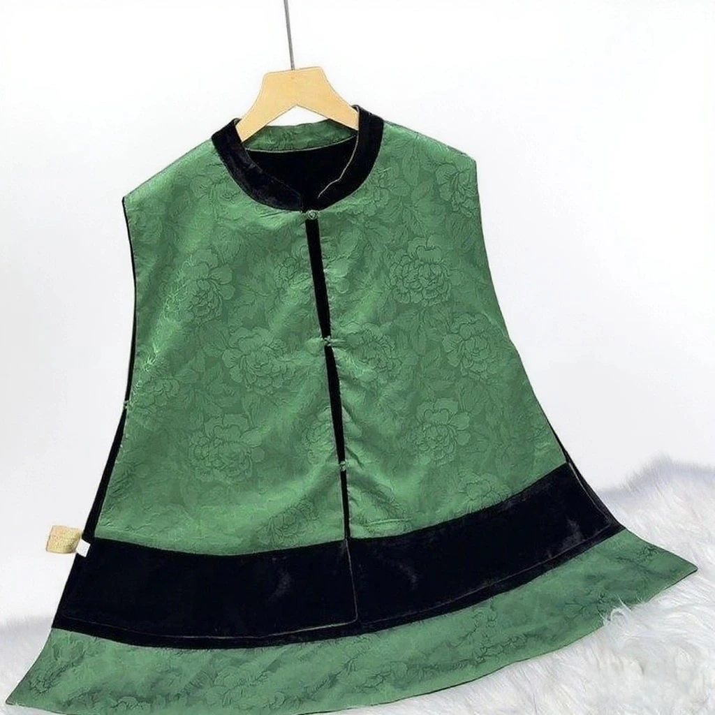 【SR浮云幽梦】双面穿高端新中式国风醋酸丝立领坎肩马甲国潮气质