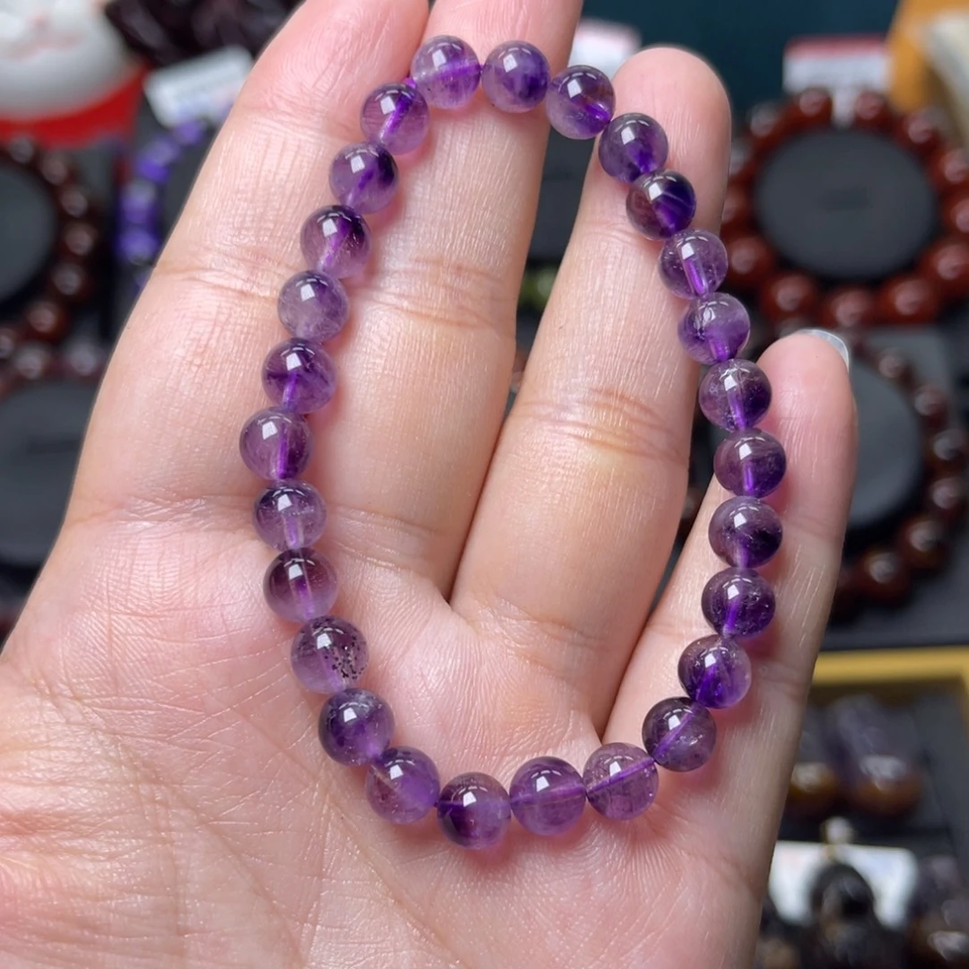 水晶未镶嵌手链紫超七单圈6mm