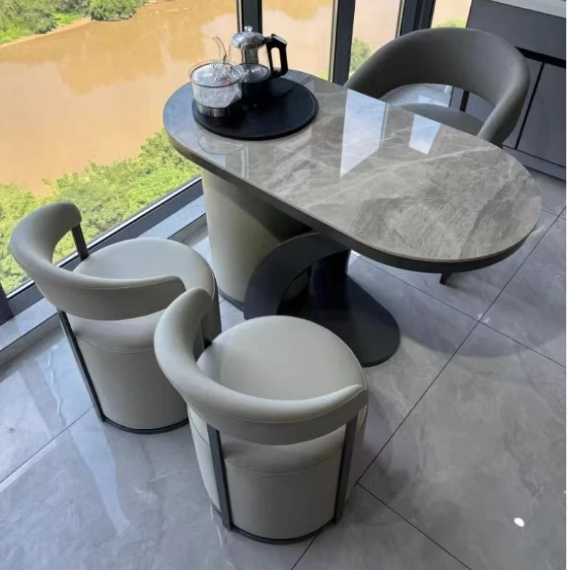 现代轻奢岩板茶桌椅组合小茶台家用阳台茶桌2025新款小型茶几一体