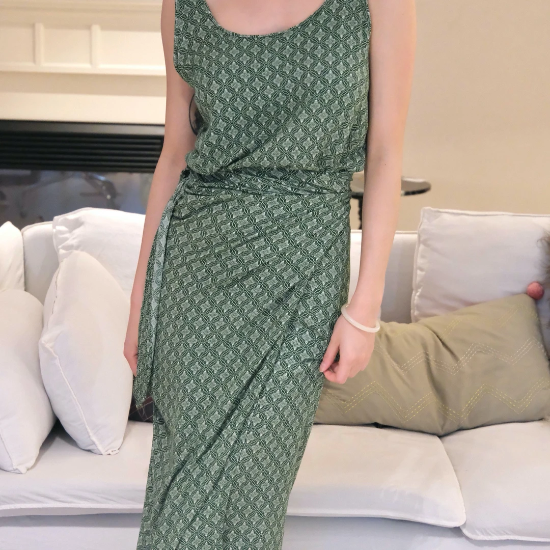 〈清迈雨季〉度假休闲系带几何印花睡裙女家居服吊带裙