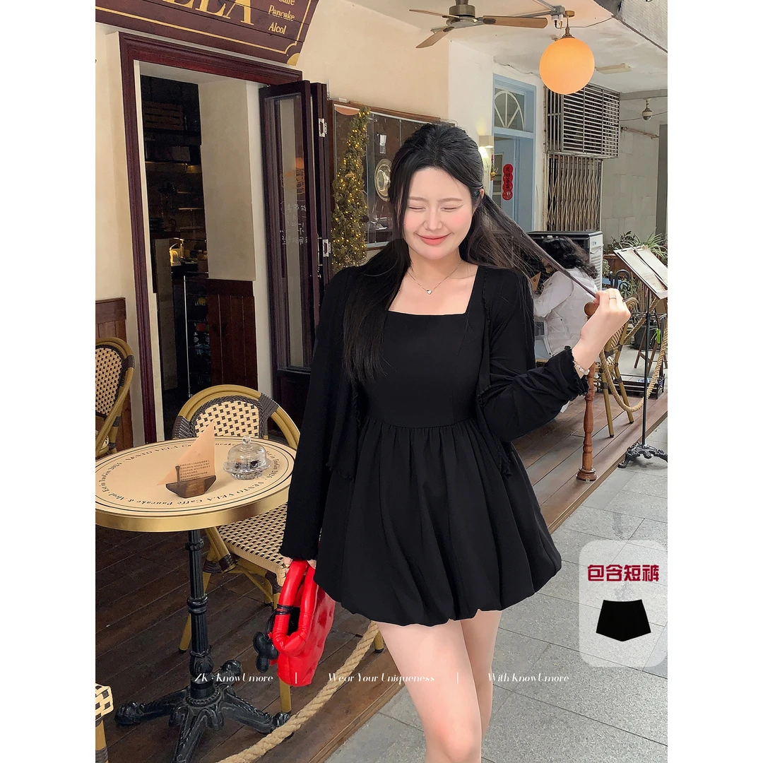 知葵微胖定制【春日悸动】初春韩系收腰显瘦连衣裙裙裤12251L9871