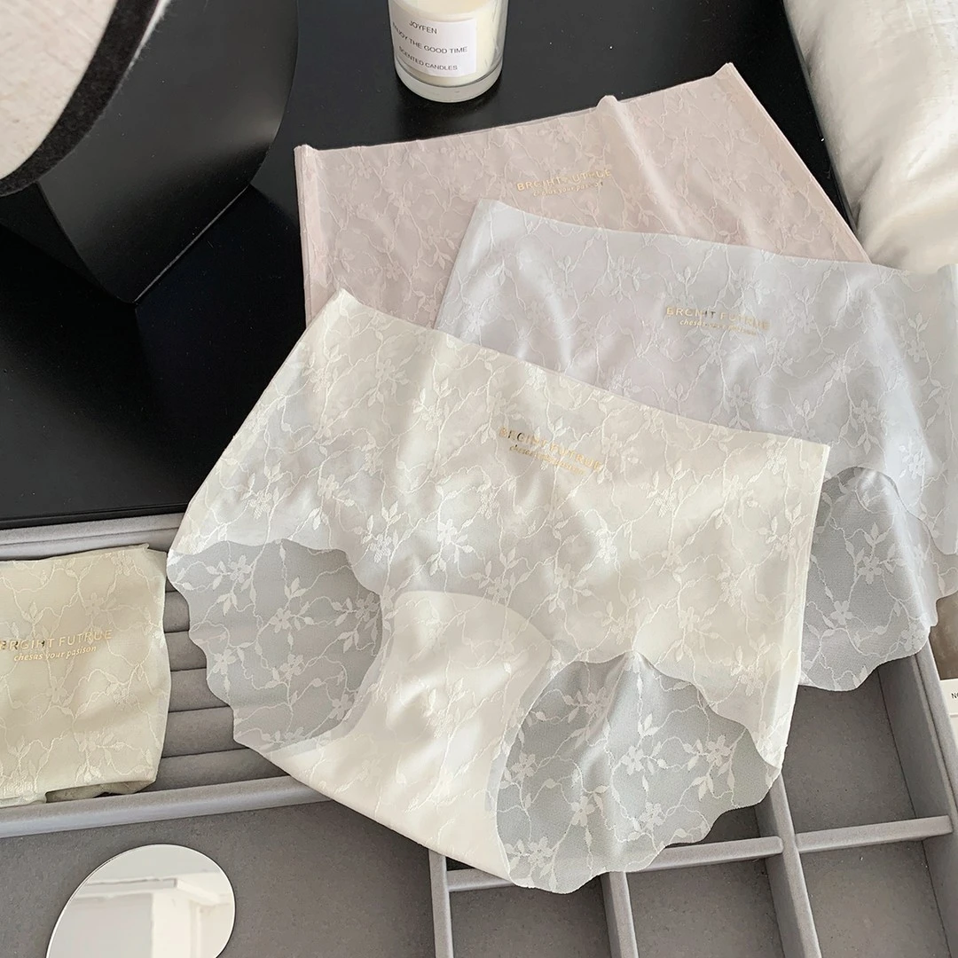 无痕蜜桃纯欲无痕蕾丝好看时尚内裤女舒适透气高腰美女黑色蕾丝裙