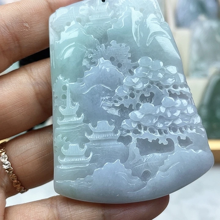 翡翠未镶嵌颈饰✨*持天然翡翠A货山水牌