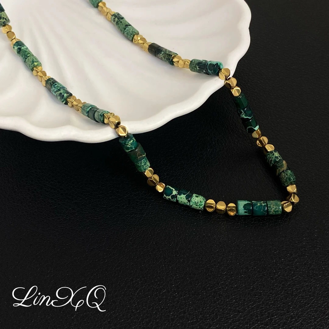 钛钢项链 「Lin柒柒」小众设计绿色古风项链原创轻奢颈链X852
