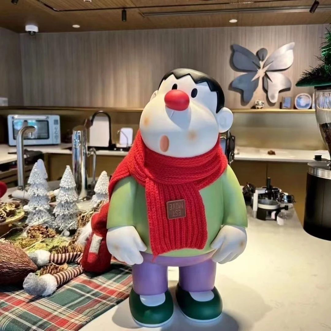 大比例搪胶胖虎手办模玩摆件  带围巾