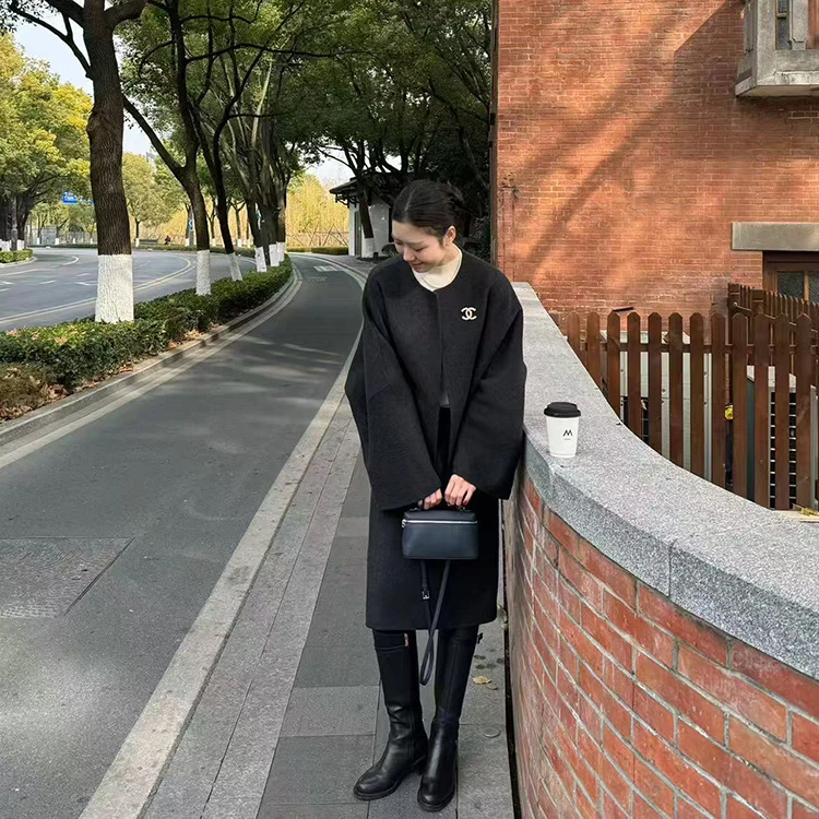 晶哥鱼鱼女款秋冬双面呢大衣 半裙 时尚套装 88139