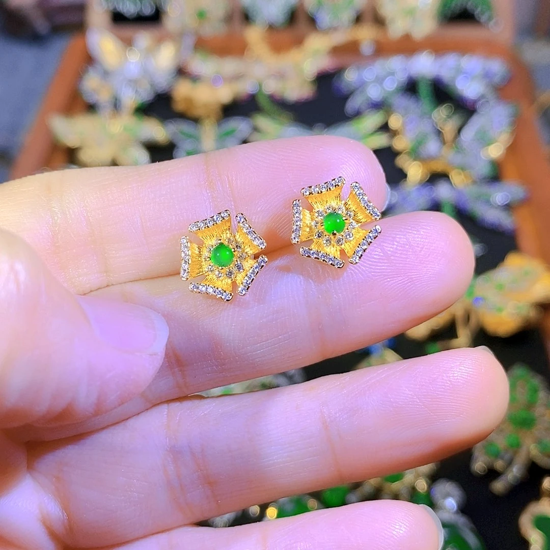 吊坠(不含链)银S925镶嵌翡翠