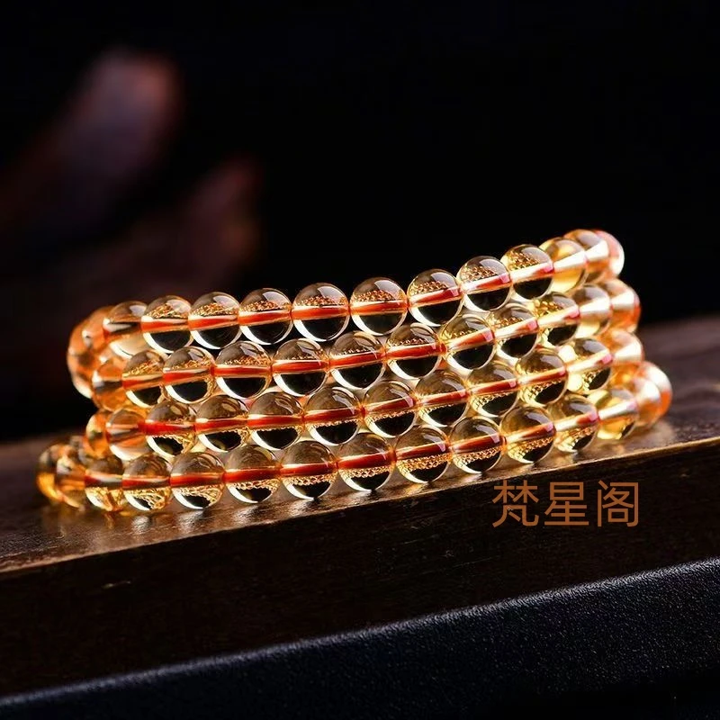 黄水金6mm三圈手链多圈黄色手串新年礼物生日女朋友