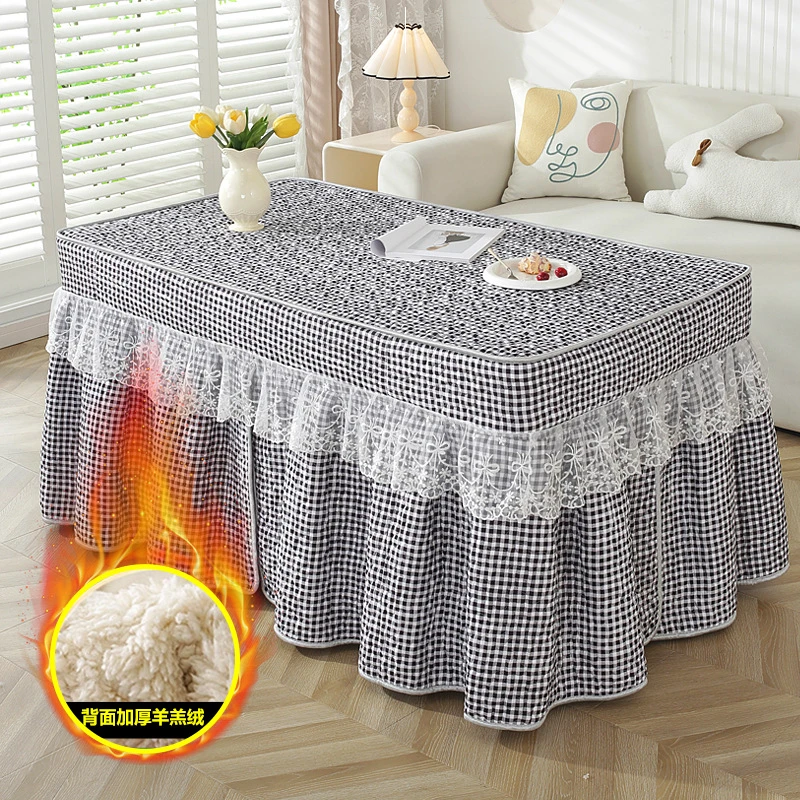冬季加厚长方形电炉罩烤火桌子罩套烤火炉被电桌取暖炉布加绒桌罩