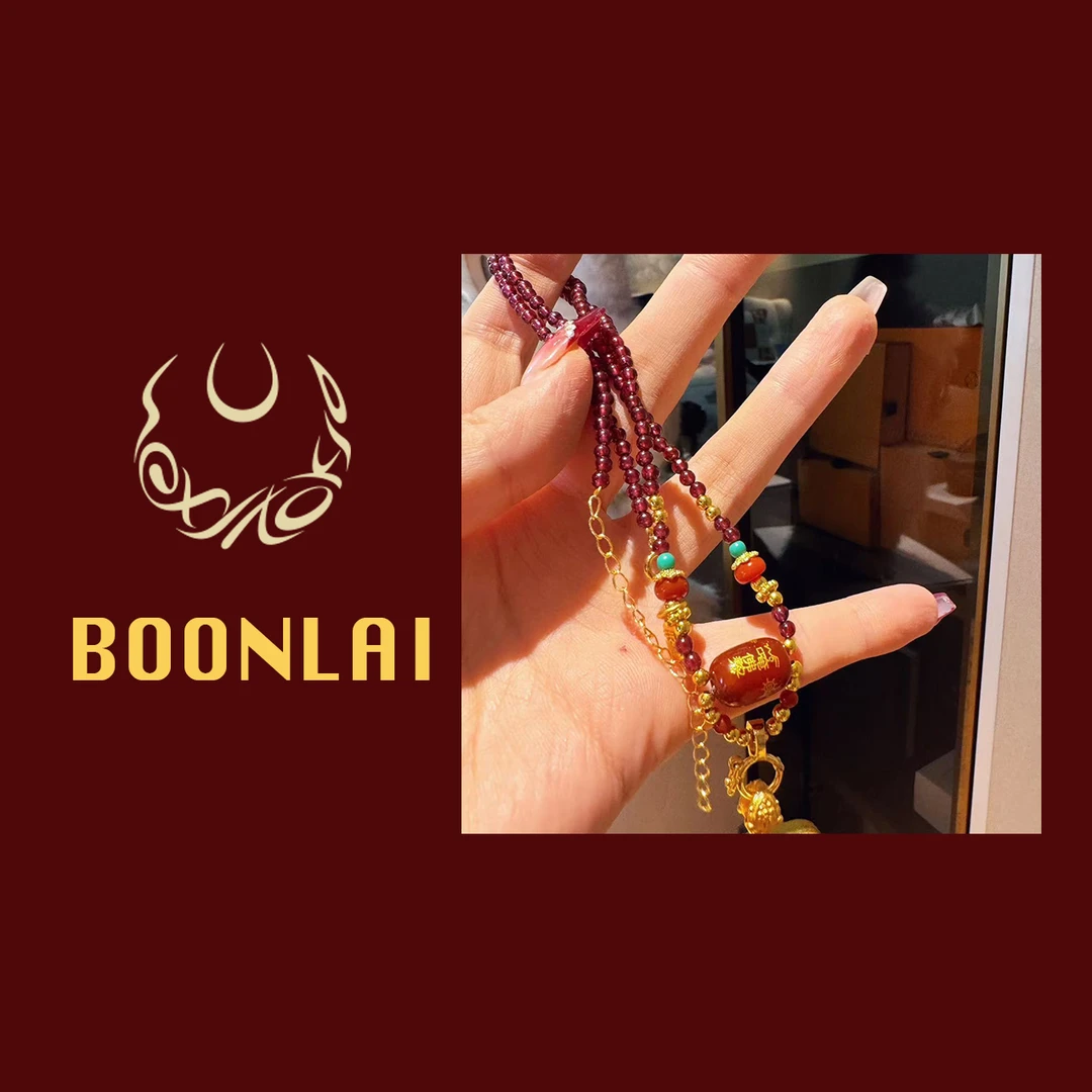 铜合金石英石项链  Boonlai  紫色手工编制链条项链038